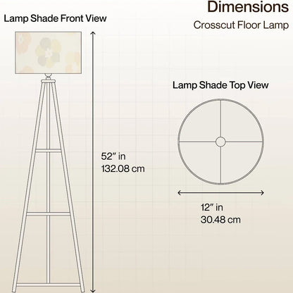 rosscut Furniture LED Tripod Floor Lamp with 3 Shelves, Fresh Flower, Yellow, Metal Corner Floor Lamp for Living Room & Bedroom Decoration